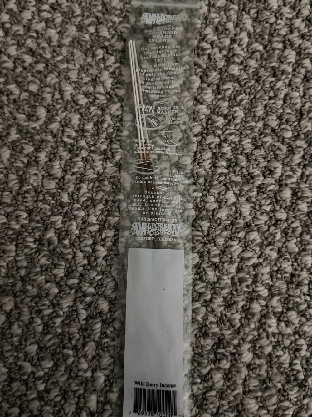 Wild Berry Incense Sticks - Clear Packaging with White Label 3 sticks